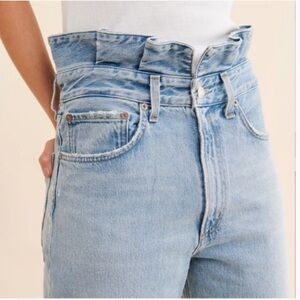 AGOLDE High Rise Lettuce Jeans Light Wash Ruffle Waist size 25
